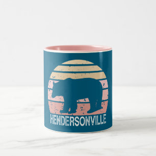 Hendersonville North Carolina Retro Bear Two-Tone Coffee Mug