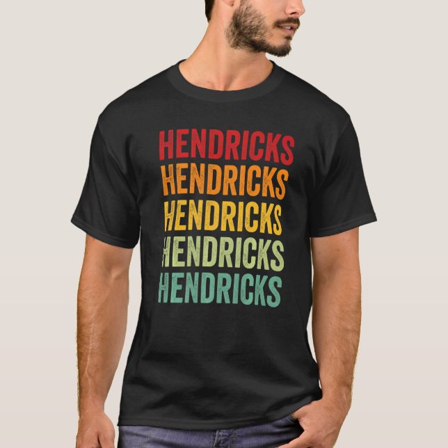 Hendricks County Indiana Rainbow Text T-Shirt (Front)