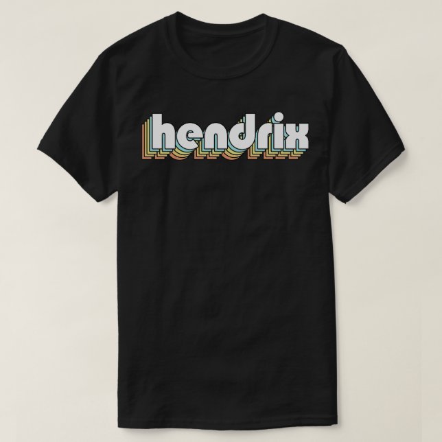 Hendrix Retro Rainbow Typography Faded Style T-Shirt (Design Front)