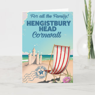 hengistbury head cornwall vintage travel poster holiday card