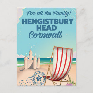 hengistbury head cornwall vintage travel poster postcard