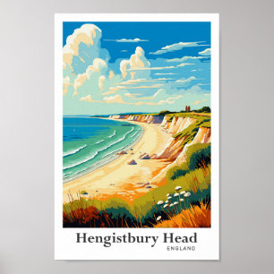 Hengistbury Head England Travel Illustration Poster