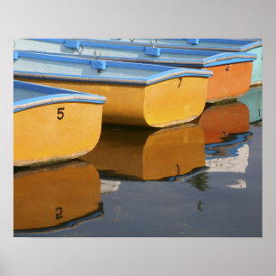 Henley-on-Thames row boats on the Thames River, Poster