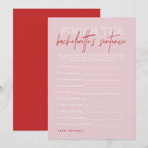 HENLEY Pink Red Finish the Bachelorette's Sentence Invitation