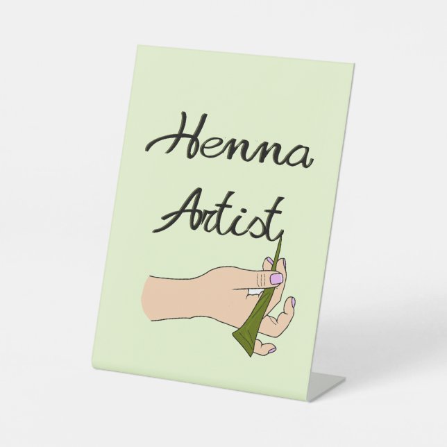 Henna Artist with Henna Cone Pedestal Sign (Front)