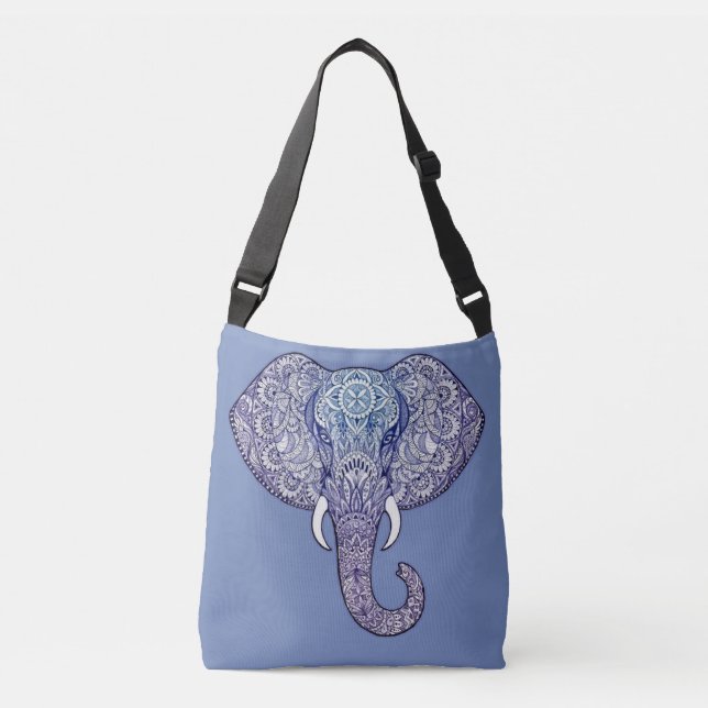 Henna Elephant Art Crossbody Bag (Front)