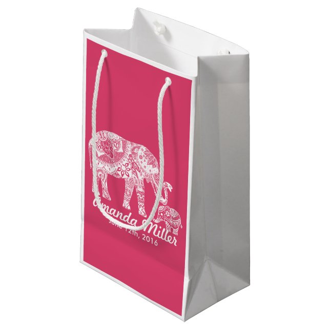 Henna Elephant Baby Shower - Indian Inspiration Small Gift Bag (Front Angled)