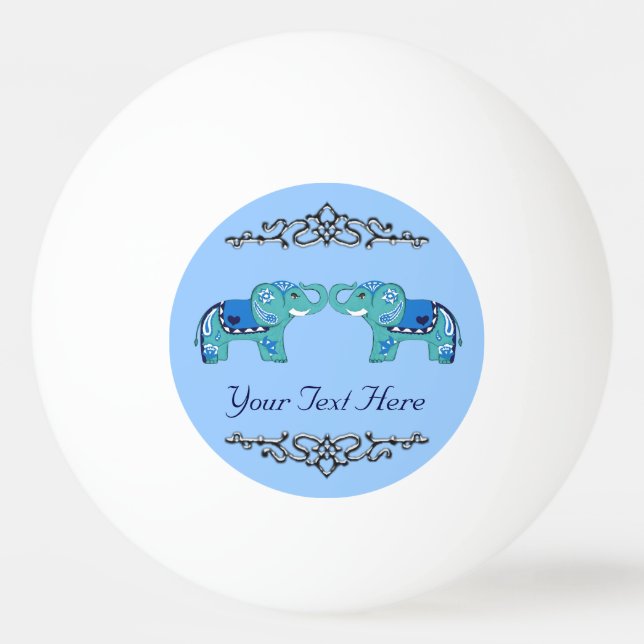 Henna Elephant (Blue/Light Blue) Ping Pong Ball (Front)