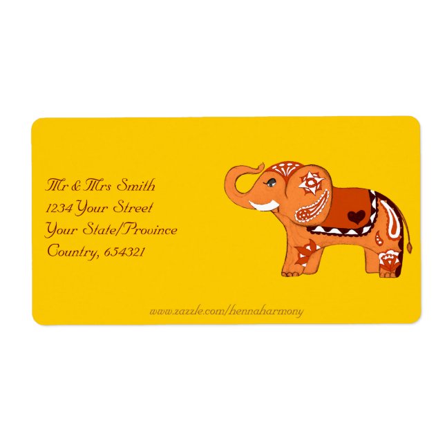 Henna Elephant (Orange/Red) (Front)