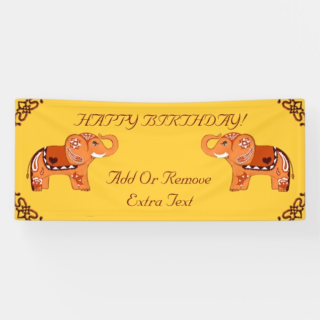 Henna Elephant (Orange/Red) Banner (Horizontal)