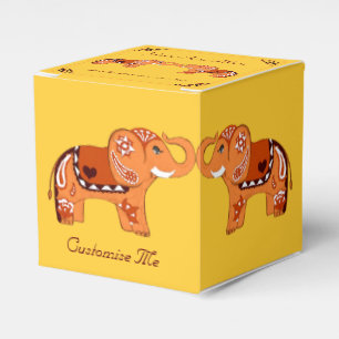 Henna Elephant (Orange/Red) Favour Box