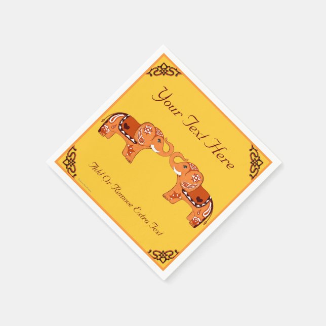 Henna Elephant (Orange/Red) Napkin (Corner)