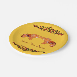 Henna Elephant (Orange/Red) Paper Plate