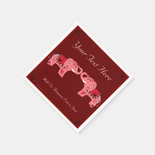 Henna Elephant (Red/Pink) Napkin