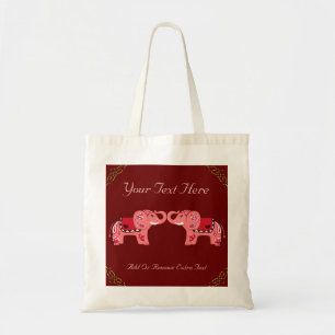 Henna Elephant (Red/Pink) Tote Bag