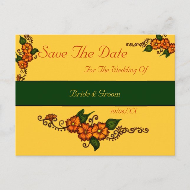 Henna Flower Announcement Postcard (Front)