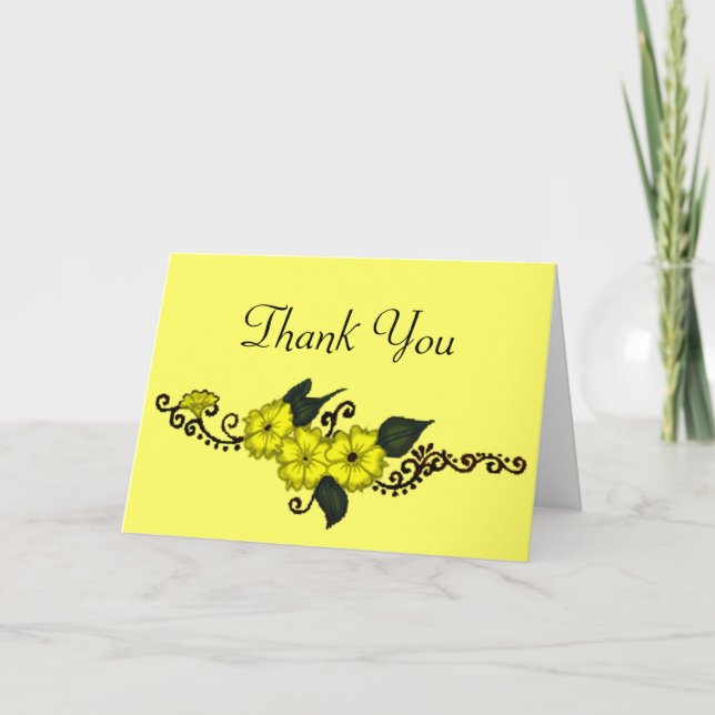 Henna Flower (Yellow) Thank You Card (Front)