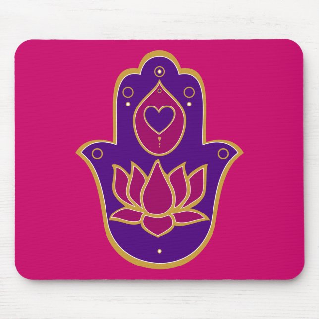 Henna Hamsa Lotus Pink Mouse Mat (Front)