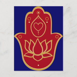 Henna Hamsa Lotus Postcard