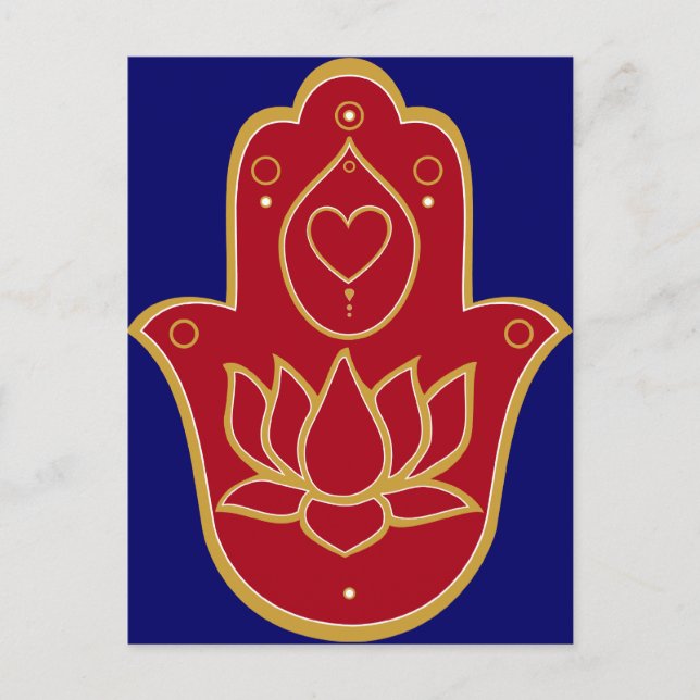 Henna Hamsa Lotus Postcard (Front)