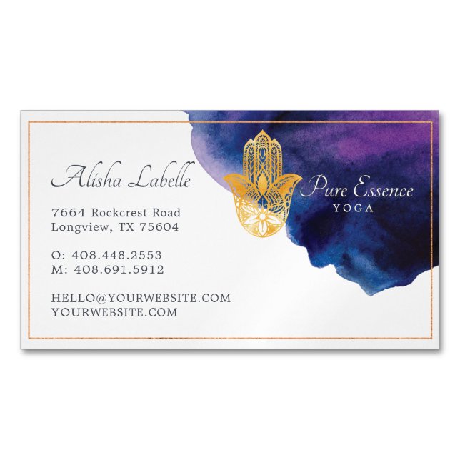 Henna Hamsa Wellness Holistic Decorative Hand Magnetic Business Card (Front)