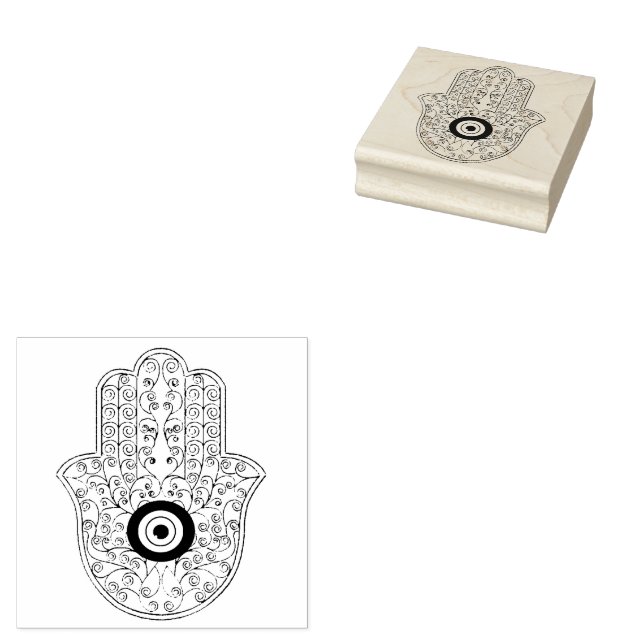 Henna hamsa Wood Art Stamp (Stamped)