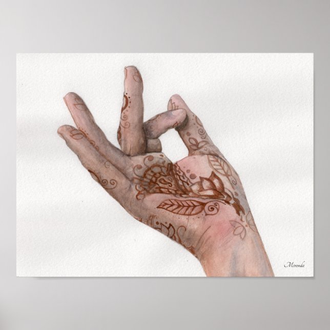 Henna Hand Art Print Mehndi Ready To Frame Miranda (Front)