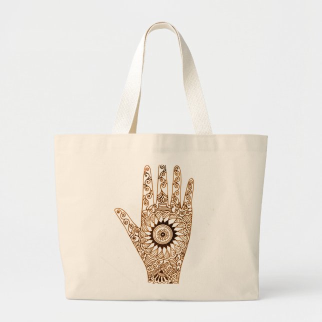 Henna Hand Large Tote Bag (Front)