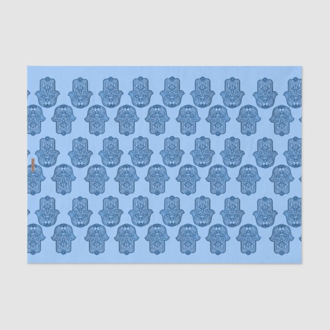 Henna Hand of Hamsa (Blue) Tissue Paper (Front)