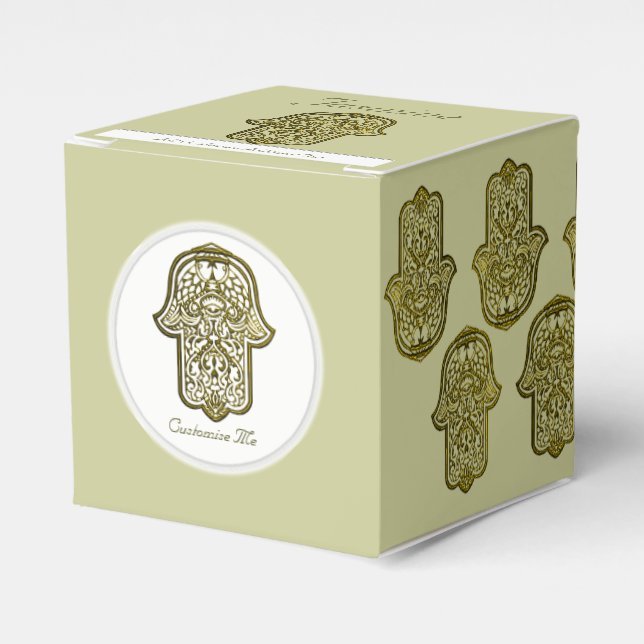 Henna Hand of Hamsa (Golden) Favour Box (Front Side)