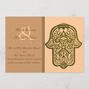 Henna Hand of Hamsa (Golden) (Wedding) Invitation
