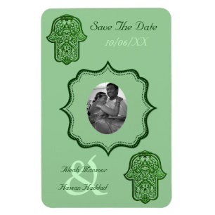 Henna Hand of Hamsa (Green) (Save The Date) Magnet