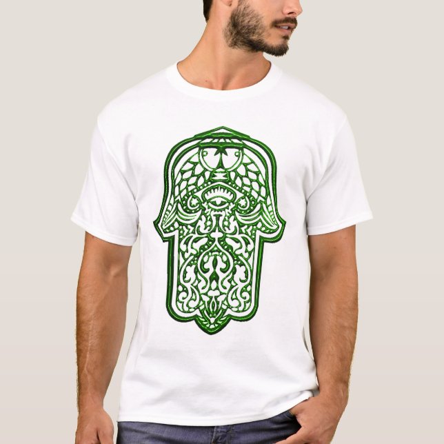 Henna Hand of Hamsa (Green) T-Shirt (Front)