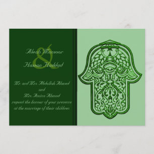 Henna Hand of Hamsa (Green) (Wedding) Invitation