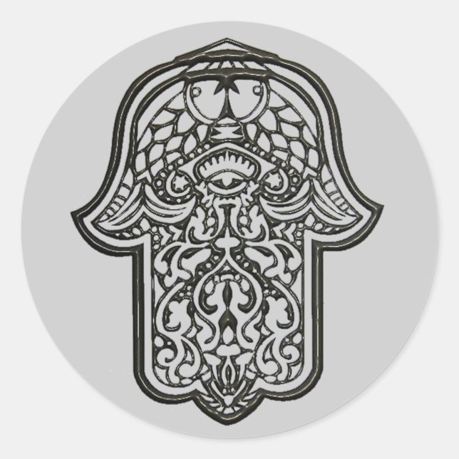 Henna Hand of Hamsa (Original) Classic Round Sticker (Front)