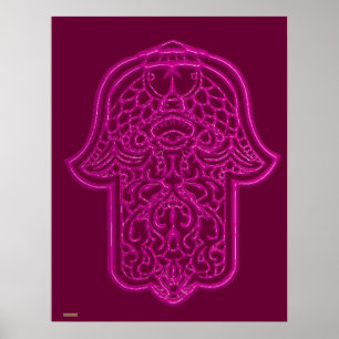 Henna Hand of Hamsa (Pink) Poster