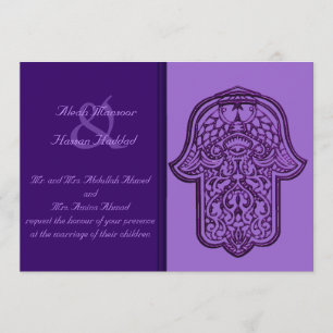 Henna Hand of Hamsa (Purple) (Wedding) Invitation