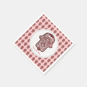 Henna Hand of Hamsa (Red) Napkin