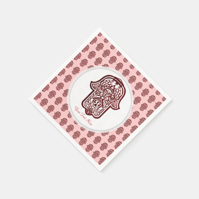 Henna Hand of Hamsa (Red) Napkin (Corner)