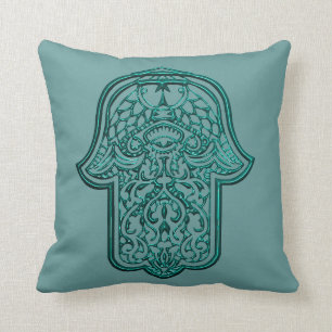 Henna Hand of Hamsa (Teal) Cushion