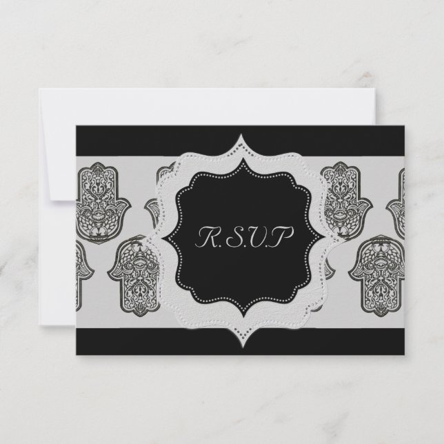 Henna Hand of Hamsa (Wedding) RSVP Card (Front)