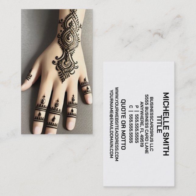 Henna Hand Tattoo Business Card (Front/Back)