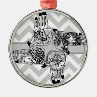 Henna Hands 4 Square Paisley Tattoo Vintage Metal Tree Decoration