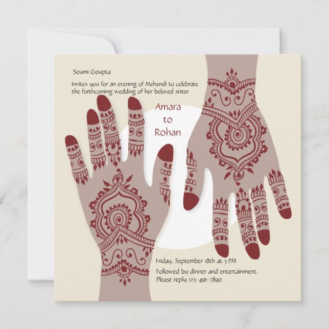 Henna Hands Invitation (Front)