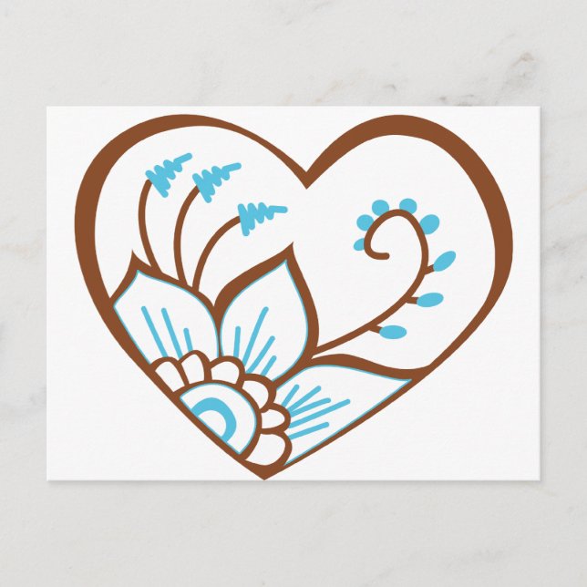 Henna Heart Blue Postcard (Front)
