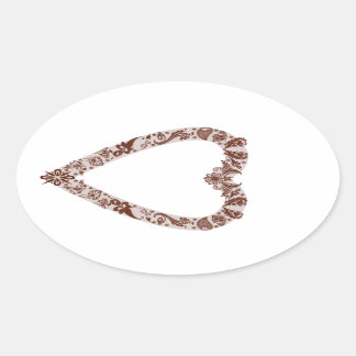 Henna Heart Design Oval Sticker