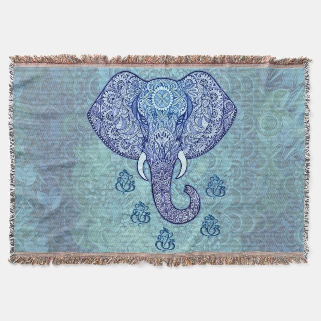 Henna India lord-Ganesh-symbol Throw Blanket (Front)