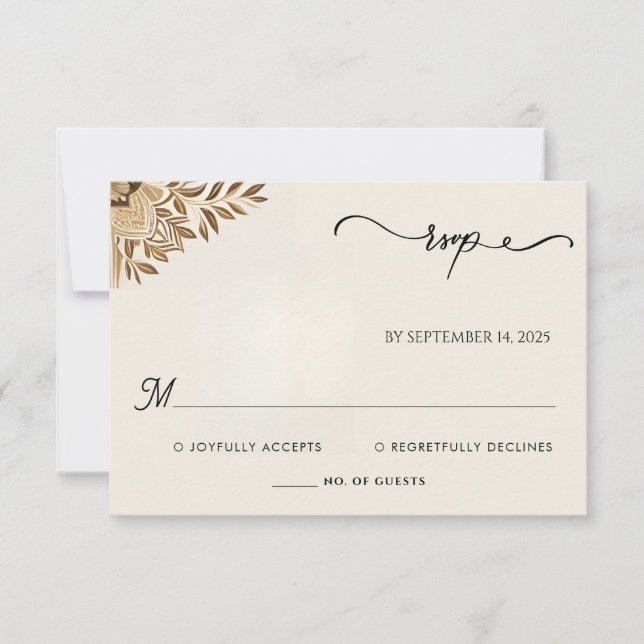 Henna Islam Nikah Arabic Walima Muslim Wedding RSVP Card (Front)