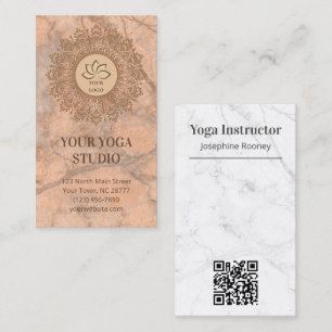 Henna Mandala Marble Pretty Blush Logo Business Card