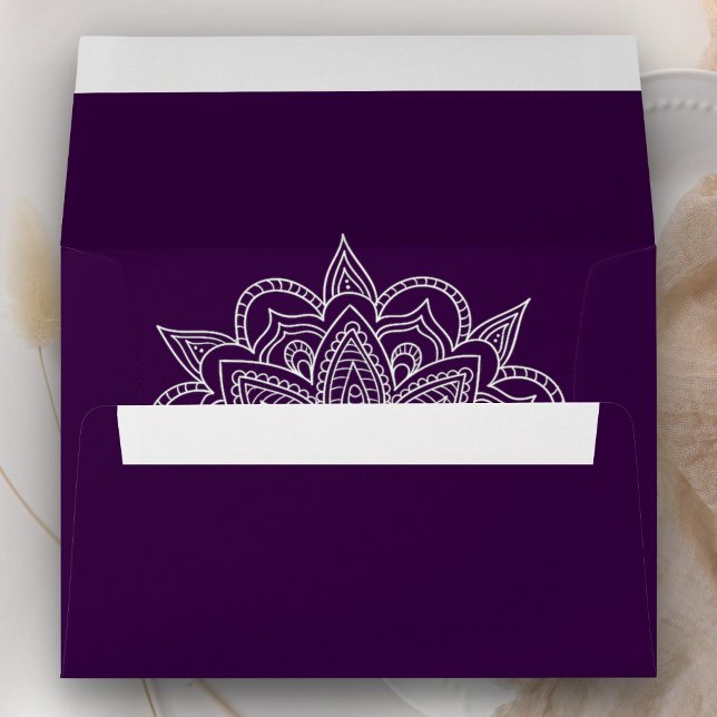Henna Mandala Purple Indian Wedding Envelope (Creator Uploaded)